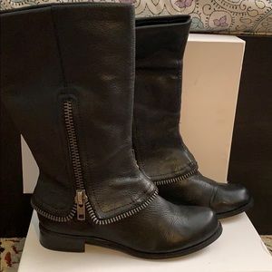 BCBG black leather boots